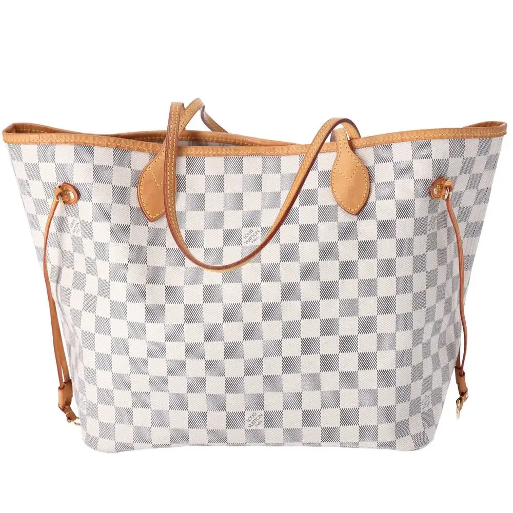 Louis Vuitton Neverfull MM Tote Bag N51107 Damier Azur Beige Multi